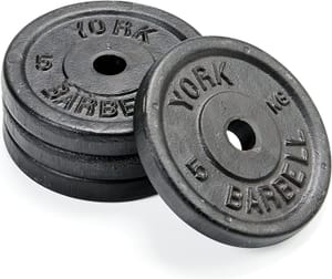 York 4x 5kg Black Cast Iron 1-Inch Plates