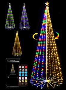 2.4M Smart Outdoor Christmas Tree Lights Pop-up 252LED Iron Base