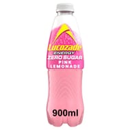 Lucozade Energy Zero Sugar Pink Lemonade 900ml