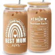 DOITGO 16 Oz Glass Cup Mothers Day Birthday Gift
