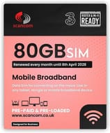 80GB Data SIM - Uncapped 5G - Preloaded Monthly to 2028