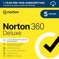 Norton 360 Deluxe 2026 Antivirus, 5 Devices, 1-Year Subscription