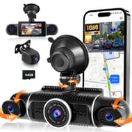 WiFi 360 Dash Cam, Front/Rear Inside, 4CH IPS 3-Inch Touchscreen
