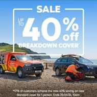 SALE up to 40% off RAC Breakdown Cover*