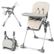Beige Costway Foldable Baby High Chair