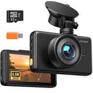 2.5K Dash Cam, 1440P QHD Car Camera with Free 32GB Card