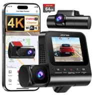 3-Channel 4K Dash Cam with Front/Rear, GPS, Free 64GB Card