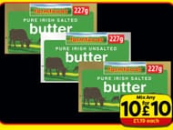 227g Pure Irish Butter, £1.19 Each or £10 for 10