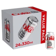 Diet Coke Soft Drink Cans 24 X 330 mL