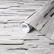 Fine Decor Ledgestone White Stone Effect Rustic Smooth Wallpaper