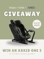 Win an Axkid One in 3 Childs Car Seat in Forest Moss Green