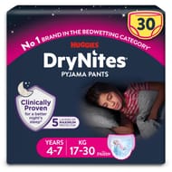 HUGGIES DryNites Pyjama Pants Girls 4-7, 30 Pcs, Leak-Free Nights