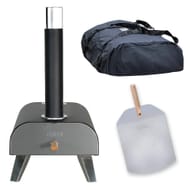 Zanussi ZPO1BPC Black Pizza Oven Wood Pellet with Paddle & Cover, Foldable Legs