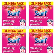 4 X 75 Washes Surf Tropical Lily Washing Powder (£18.20/£15.40 S&S)