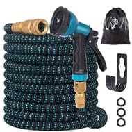 50ft Expandable Garden Hose with 10-Function Nozzle, 4-Layer Latex