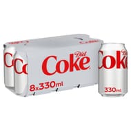 Diet Coke Soft Drink Cans 8 X 330mL