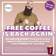 MOTO Free Coffee Day for HGV Drivers on Thursday 18th June 2026