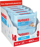 Huggies Pure Plastic-Free Baby Wipes, 480-Count, Fragrance-Free, Hypoallergenic