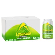Lucozade Energy Zero Sugar Tropical 330ml Can Pack-6
