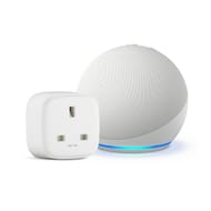 Echo Dot (5th Gen) Glacier White and Smart Plug, Alexa