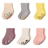 6 Pairs Non-Slip Baby Grip Socks, Newborn 0-12 Months