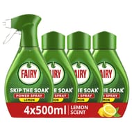 4 X 500ml Fairy Skip the Soak Dish Spray Kit, Lemon (£9.40/£8.41 S&S)