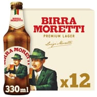Birra Moretti Premium Italian Lager 4.6% ABV 12 X 330ml