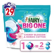 Fairy Non Bio Cherry Blossom & Nordic Cotton Big One Pods 29 Washes