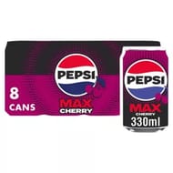 Pepsi Max Cherry No Sugar Cola Cans 8 X 330ml