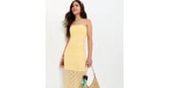 Girls Yellow Lace Sheer Panel Maxi Dress