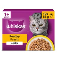 Whiskas 1+ Cat Pouches: Poultry Feasts in Jelly, 12x85g