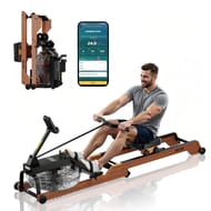 VEVOR Wooden Foldable Water Rowing Machine with 6-Level Resistance