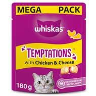 2 X 4 Packs Whiskas Temptations Adult Cat Treats,180g (£8.36 Max S&S +15% S&S)