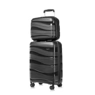 Kono 2-Piece Lightweight Carry-on Hard-Shell Luggage Set Black