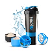 Active 100 Protein Shaker Bottle 500ml with Extra Compartment (Blue)