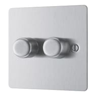 LAP 2-Gang 2-Way LED Dimmer Switch Brushed Steel with Colour-Matched Inserts