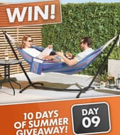 Win a Vonhaus Ibiza 2 Person Blue & Red Hammock with Stand