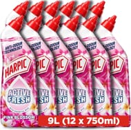 12 X 750ml Harpic Active Fresh Toilet Cleaning Gel, Pink Blossom