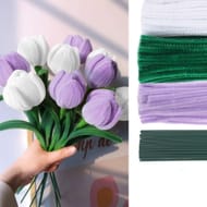 Fililogor 300pcs Tulip Chenille Pipe Cleaners with 16 Stems