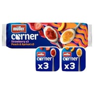 Muller Corner Strawberry and Peach & Apricot Yogurts 6 X 136g
