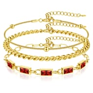 YADOCA 18K Gold Plated Zircon Paperclip Chain Bracelets Set