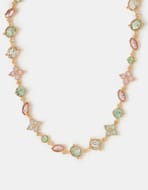 Gemstone Flower Chain Necklace