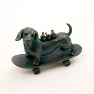 Bronze Tone Dachshund Skateboard Ornament 35x45cm