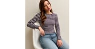 Girls Red Striped Long Sleeve Baby Tee