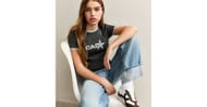 Girls Dark Frey Cali Camouflage Star Appliqu Ringer T-Shirt