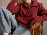 Cherry Red Soft Touch Cosy Teddy Borg Quarter Zip Fleece