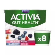 Activia Rhubarb, Prune, Blueberry and Berries Multipack Yoghurt 8 X 115g