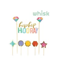 Whisk Hip Hip Hooray Cake Toppers 6 Pieces