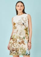 Yumi Ivory Jungle Print Viscose Shift Dress