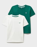 2 Pack Plain T-Shirts in White and Green